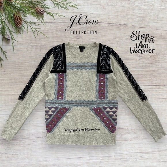 J.Crew Collection hand embroidered/beaded crewneck sweater *shop@iamwarrior - Picture 6 of 14